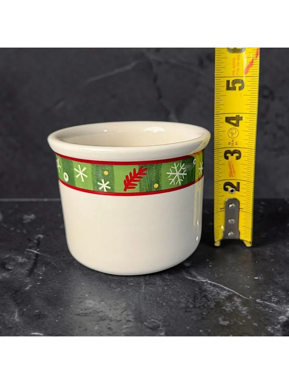 Small Longaberger Holiday One Pint Crock Christmas Snowflake Pottery In Box 3.5